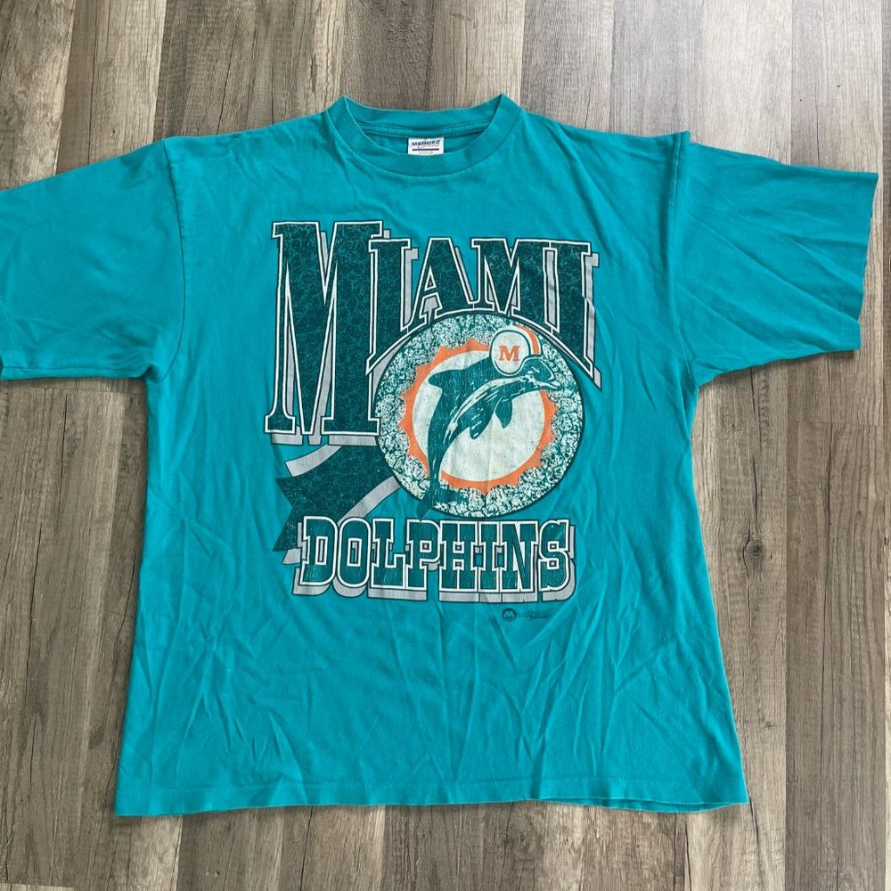 Vintage 90s Miami Dolphins NFL Big Logo Tee XL